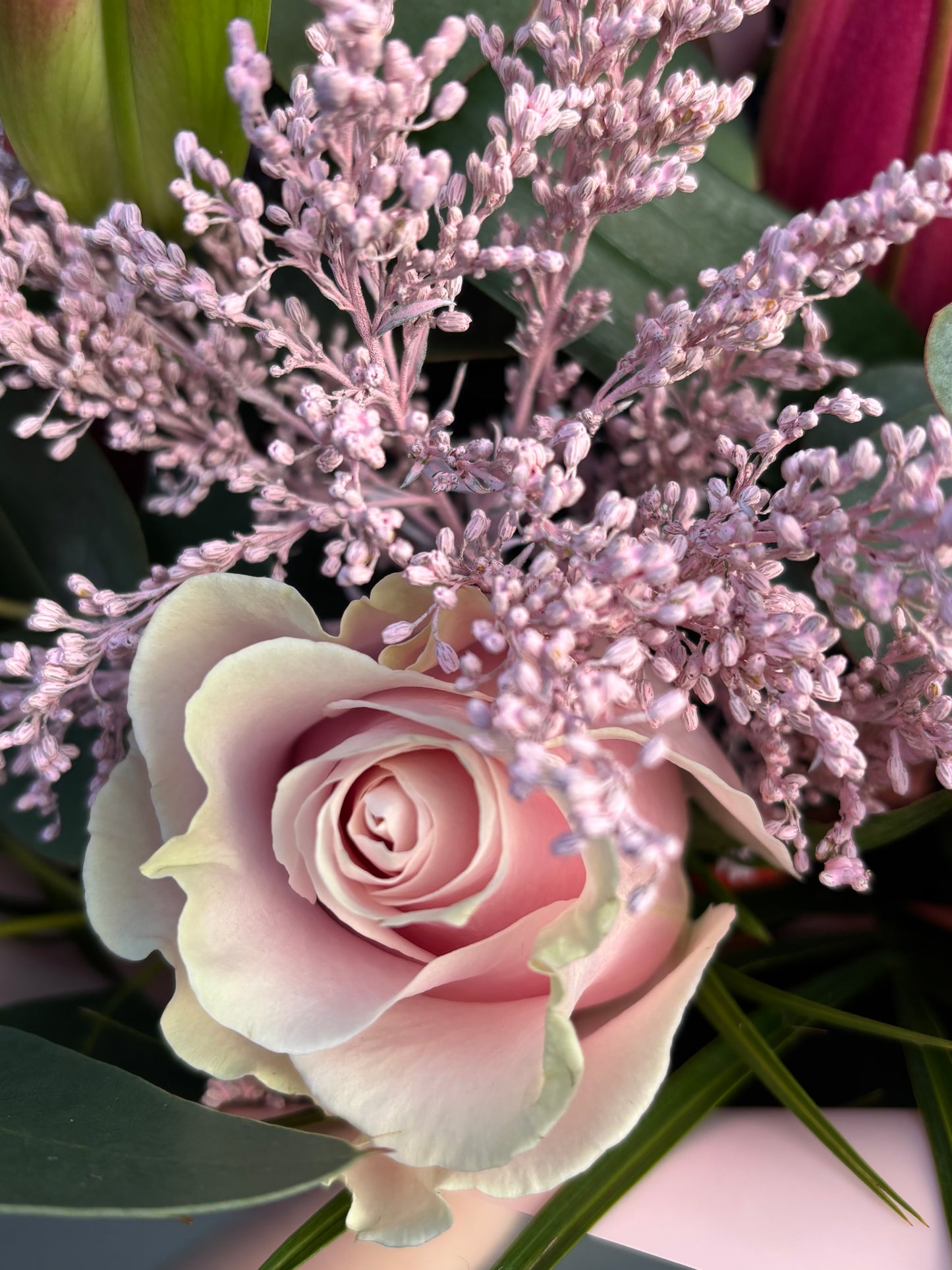 Pink Lilies & Solidago