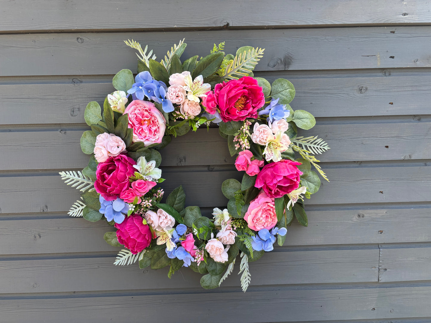 Pink Peony & Blue Wreath