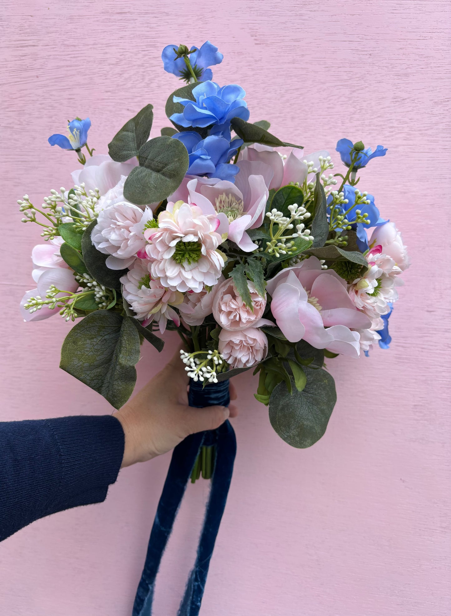 Pink & Blue Wedding Bouquet