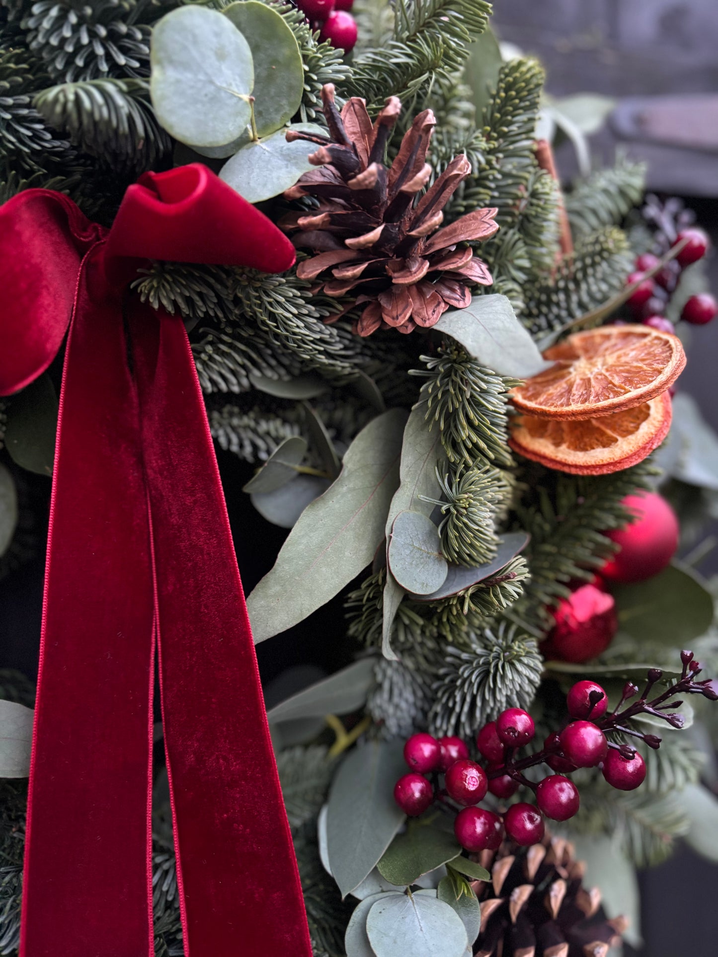 Fresh Christmas Wreath - Red