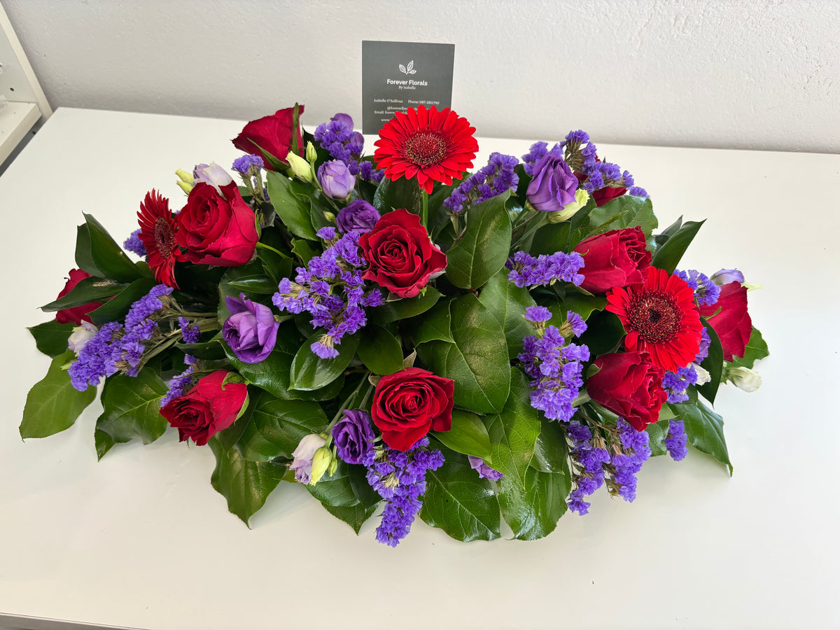 Funeral Spray Red & Purple