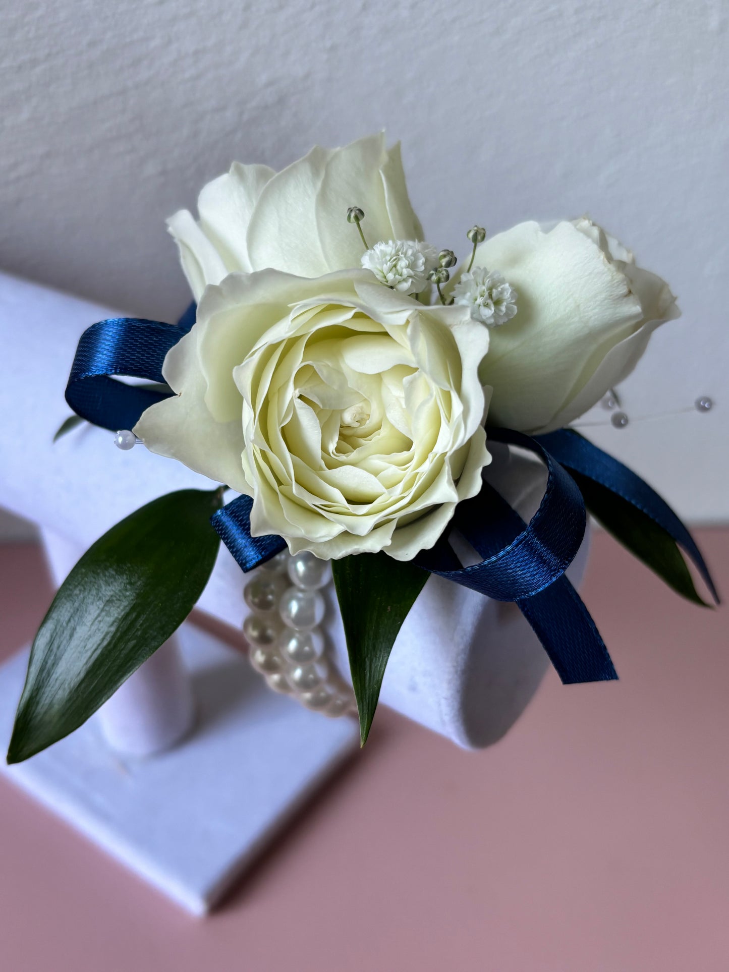Fresh Flower Corsage Navy