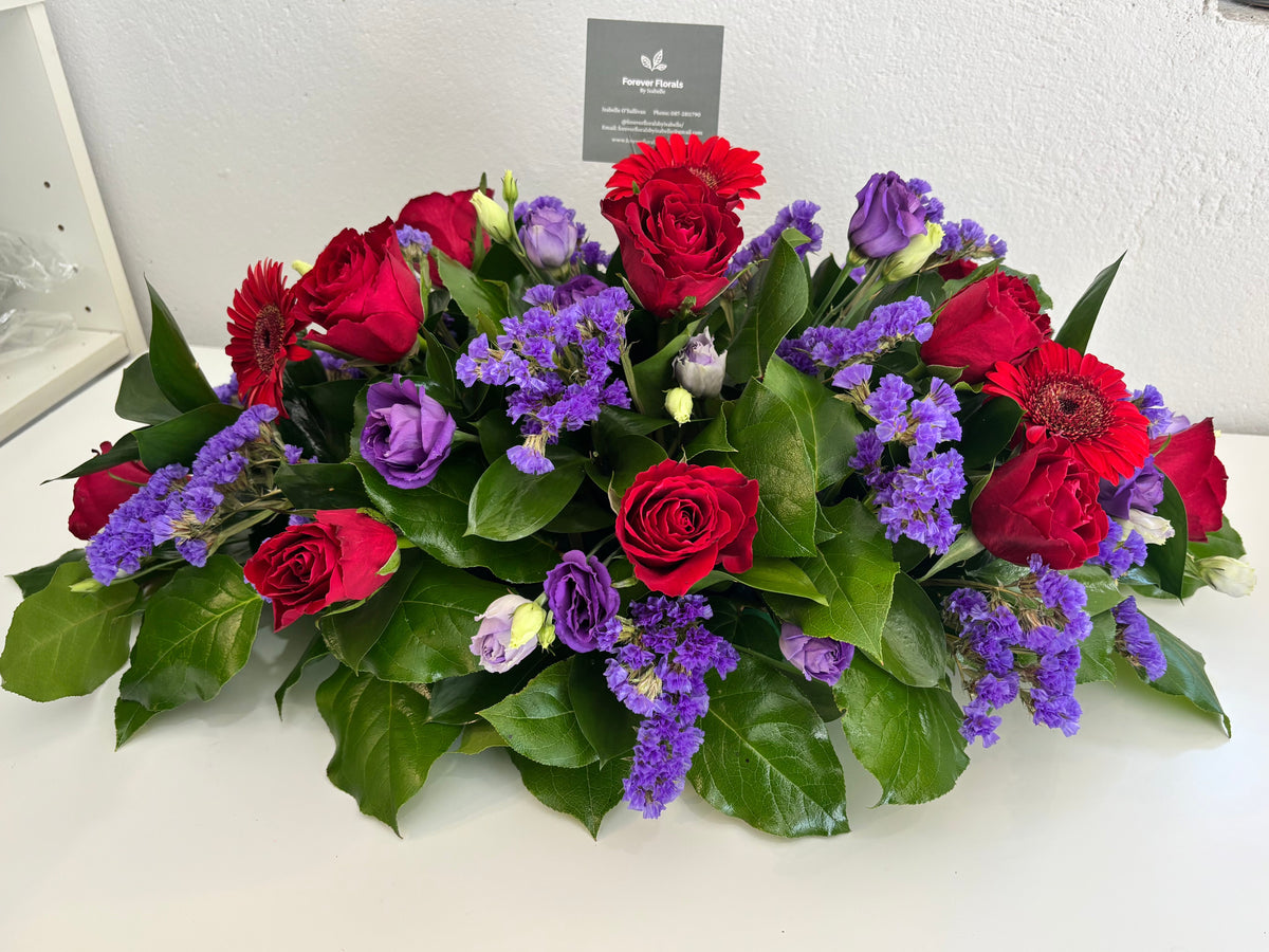 Funeral Spray Red & Purple