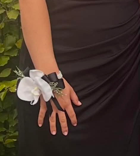 Faux Flower Corsage Black Diamantè
