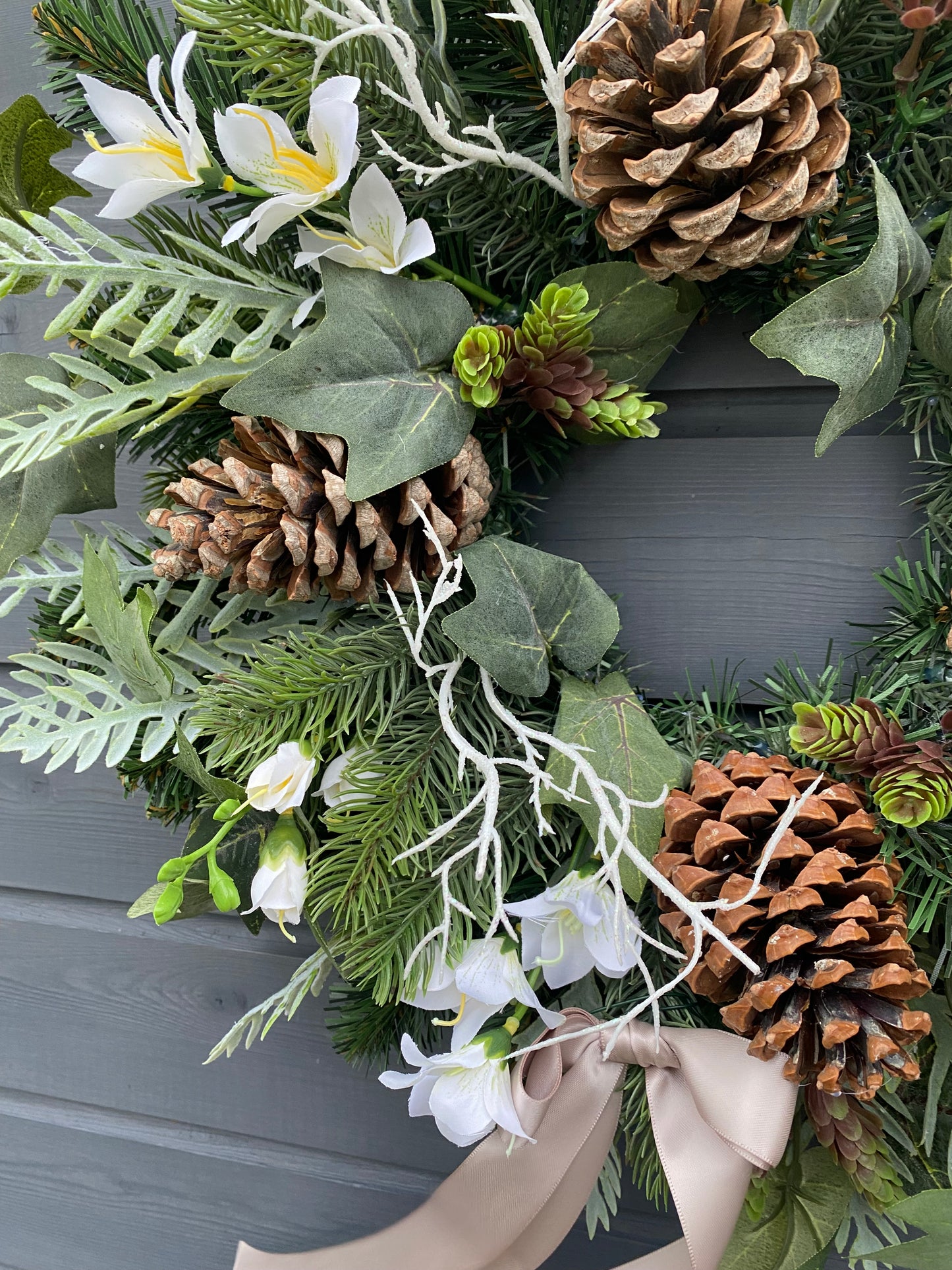 White Cones Christmas Wreath