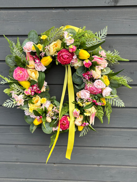 Pink & Yellow Spring Wreath