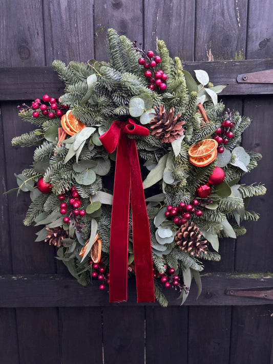 Fresh Christmas Wreath - Red