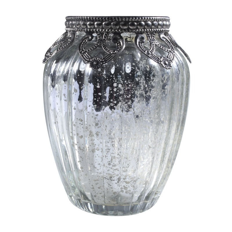 Mercury Baroque Silver Candle Holder/ Bud Vase